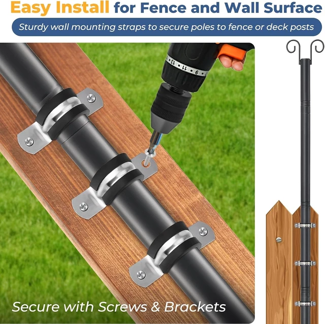 Alt view image 3 of 7 - 8 FT Heavy-Duty String Light Poles with Anchor Base & Mounting Bracket, Waterproof Patio Deck Pole for Garden & Wedding (2 Pack)