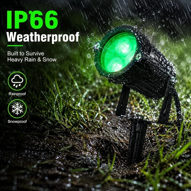 Alt view image 5 of 7 - 4-Pc Green Halloween Spotlights, 12W IP66 Outdoor Flood Light