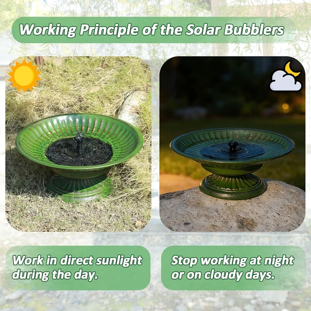 Alt view image 5 of 7 - 12.3" Cast Iron Pedestal Bird Bath with Solar Fountain Bowl