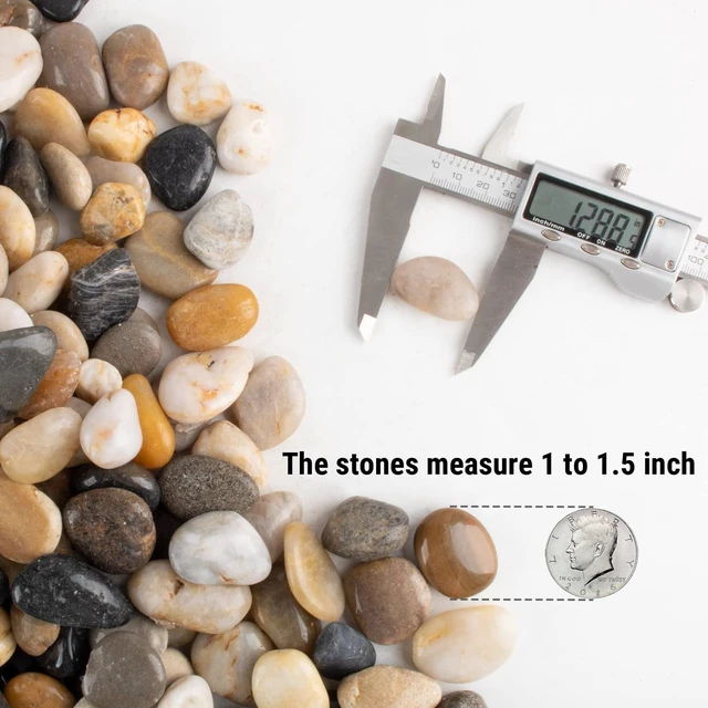 Alt view image 3 of 7 - 18-lb Bulk River Rock Pebbles, 1-1.5" Aquarium Gravel & Decorative Stones for Plants & Garden