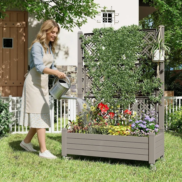 Alt view image 3 of 7 - 61.2" H Raised Garden Bed with Wheels, Gray