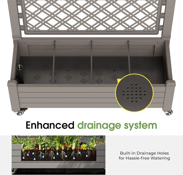 Alt view image 5 of 7 - 61.2" H Raised Garden Bed with Wheels, Gray