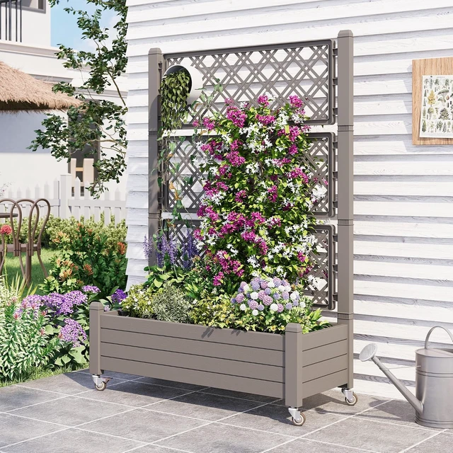 Alt view image 7 of 7 - 61.2" H Raised Garden Bed with Wheels, Gray