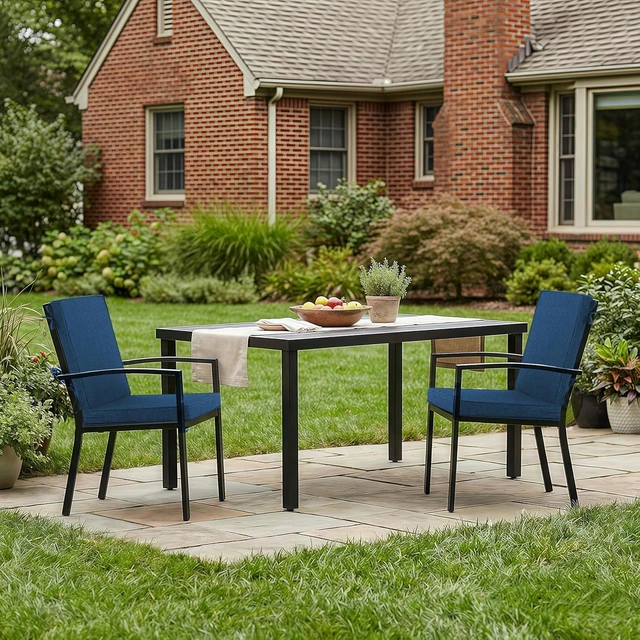 Alt view image 2 of 7 - Navy Blue Outdoor Chair Cushions, 18 x 16.5 Inch, Set of 2