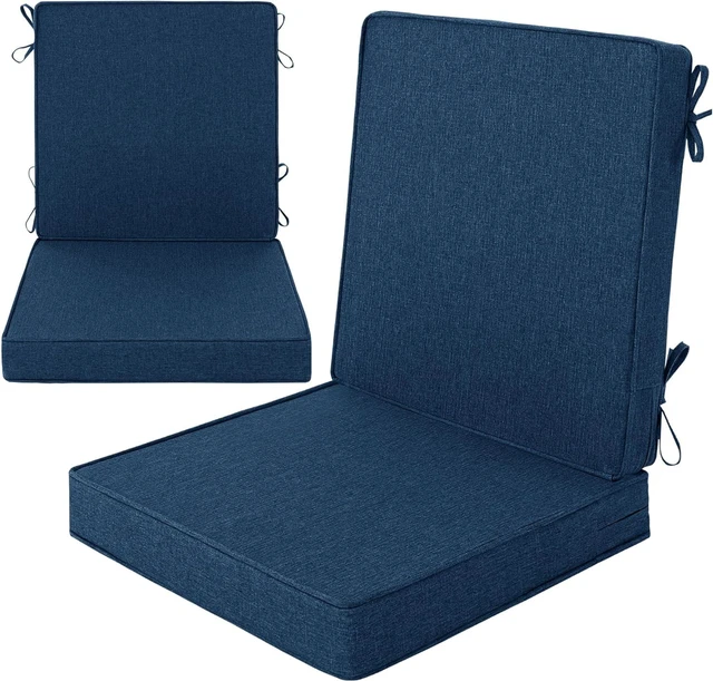 Main image of Navy Blue Outdoor Chair Cushions, 18 x 16.5 Inch, Set of 2