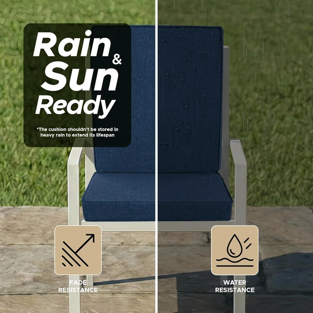 Alt view image 3 of 7 - Navy Blue Outdoor Chair Cushions, 18 x 16.5 Inch, Set of 2