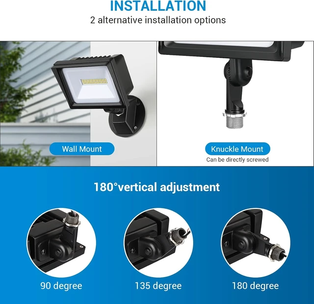 Alt view image 3 of 7 - 34W 3200LM 5000K LED Outdoor Flood Light, IP65 Waterproof, 2-Pack