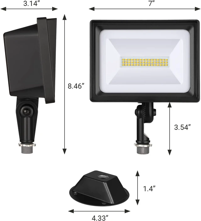 Alt view image 7 of 7 - 34W 3200LM 5000K LED Outdoor Flood Light, IP65 Waterproof, 2-Pack