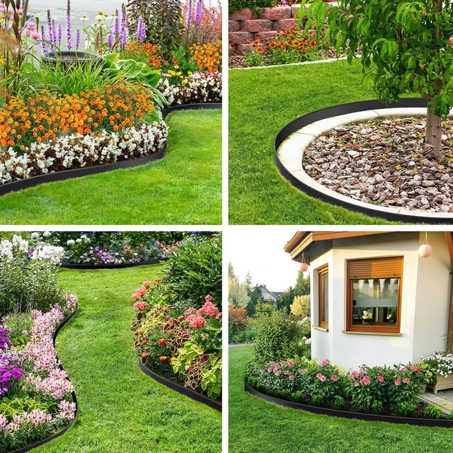 Alt view image 7 of 7 - 1.5 Inch x 100 FT No-Dig Landscape Edging, Flexible Plastic Garden Border with 100pcs Stakes for Lawn, Flower Beds & Yard