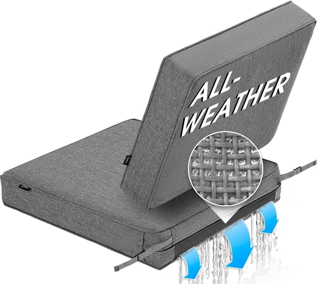 Main image of All-Weather DryFast Foam Patio Cushion, 24"x24"x4" FadeShield Water-Resistant Deep Seat with DryMesh Drainage, Heather Charcoal