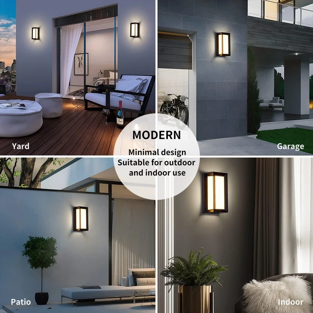 Alt view image 2 of 2 - 18W LED Modern Rectangular Wall Sconce, 3000K Warm White, IP64 Waterproof Black Outdoor Light for House, Patio & Exterior (1 Pack)