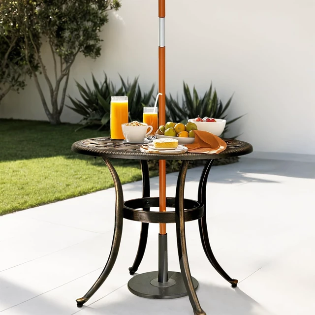Alt view image 2 of 7 - 23.6 in Bronze Cast Aluminum Bistro Side Table with Umbrella Hole