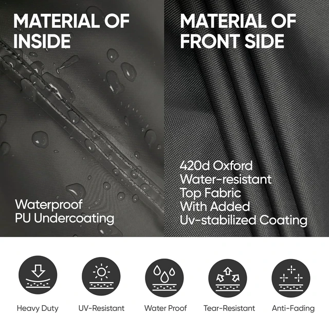 Alt view image 4 of 7 - Black 4-Piece Waterproof Patio Furniture Cover Set for Outdoor Lawn Furniture
