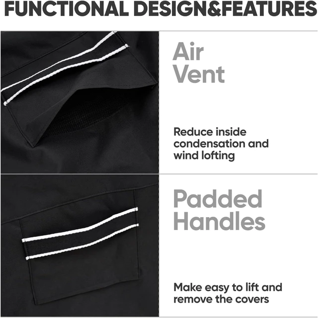 Alt view image 5 of 7 - Black 4-Piece Waterproof Patio Furniture Cover Set for Outdoor Lawn Furniture