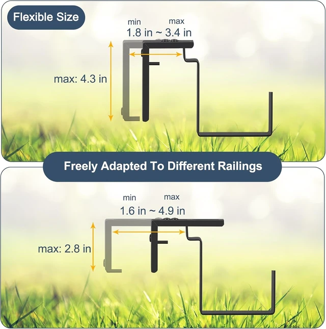 Alt view image 3 of 7 - Railing Window Box Planters with Adjustable Brackets, 4 Pack