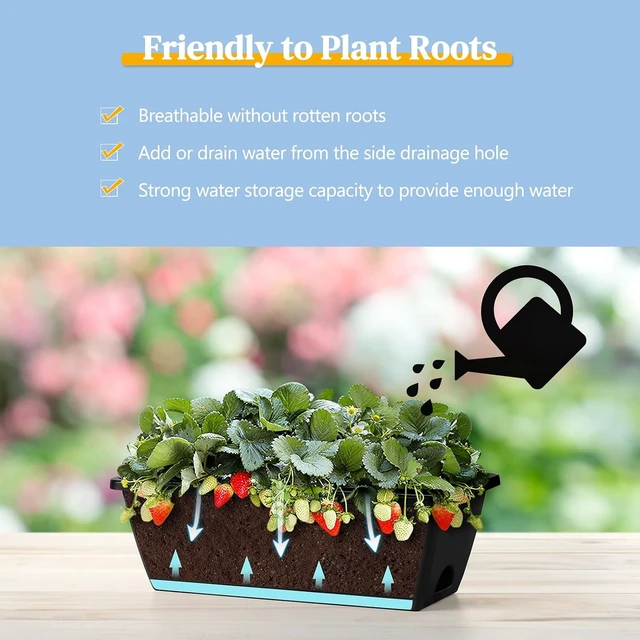 Alt view image 5 of 7 - Railing Window Box Planters with Adjustable Brackets, 4 Pack