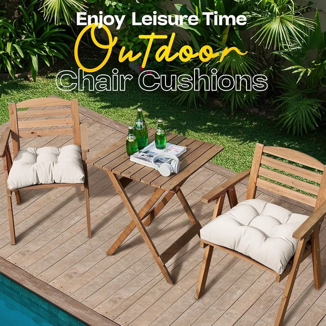 Alt view image 6 of 7 - Memory Foam Outdoor Chair Cushions, 19 x 19 Inch Seat Pads for Wicker & Patio Furniture, Set of 2 (Antique White)