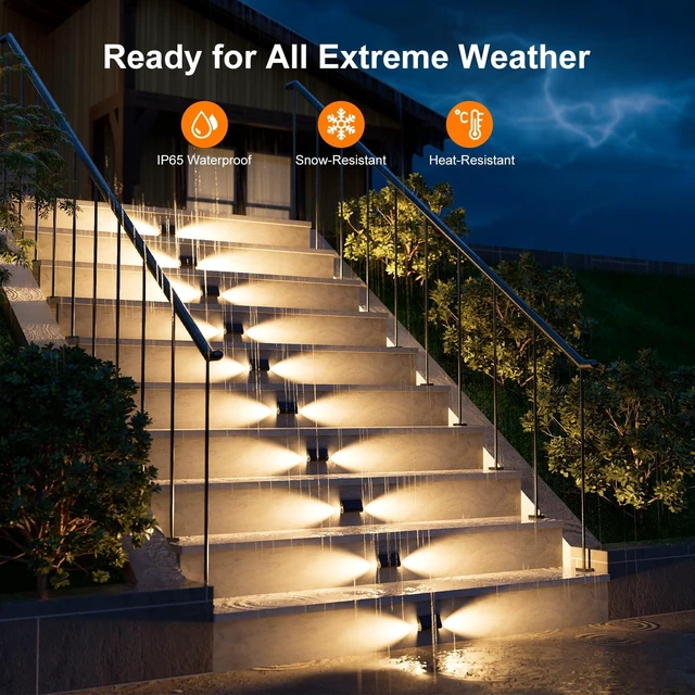 Alt view image 3 of 7 - Warm White Dual-Sided Solar Step Lights, Waterproof, 6-Pack