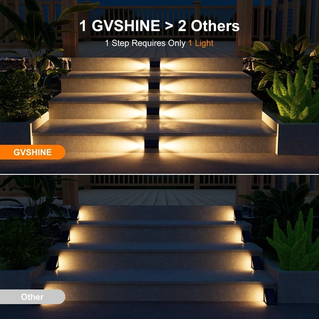 Alt view image 4 of 7 - Warm White Dual-Sided Solar Step Lights, Waterproof, 6-Pack