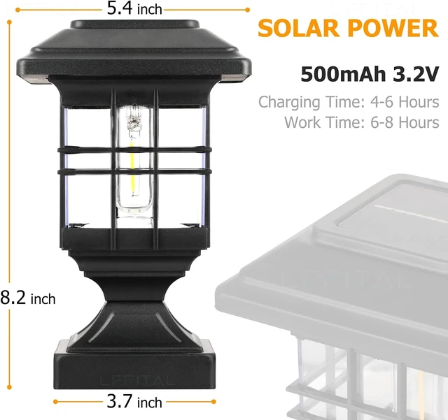 Alt view image 2 of 6 - Metal Solar Post Cap Lights for 4x4 Posts, Outdoor, 4 Pack