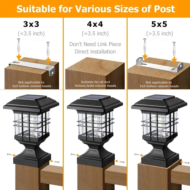 Alt view image 5 of 6 - Metal Solar Post Cap Lights for 4x4 Posts, Outdoor, 4 Pack