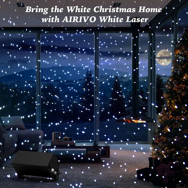 Alt view image 2 of 7 - White Laser Outdoor Light Projector, 3 Modes Christmas Snowflake & Fairy Lights with Remote for Home, Garden & Trees