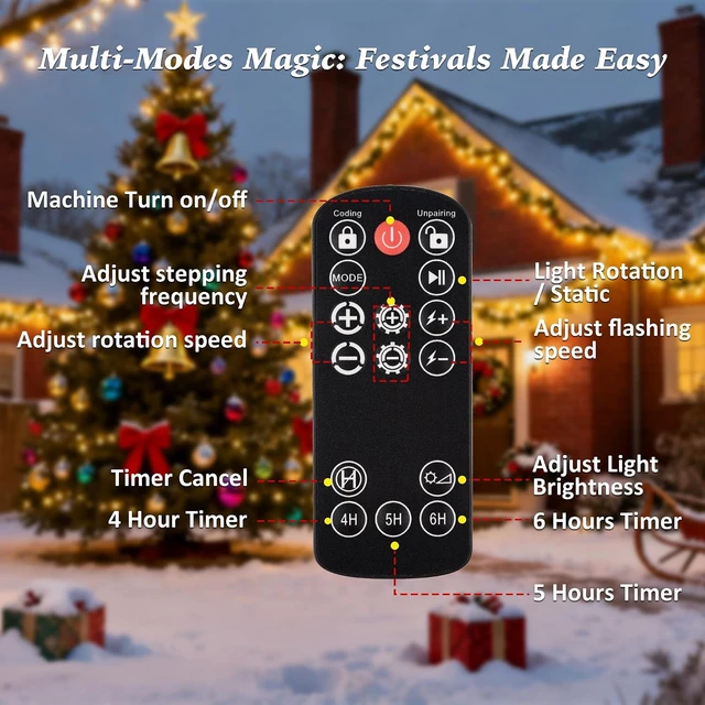 Alt view image 7 of 7 - White Laser Outdoor Light Projector, 3 Modes Christmas Snowflake & Fairy Lights with Remote for Home, Garden & Trees