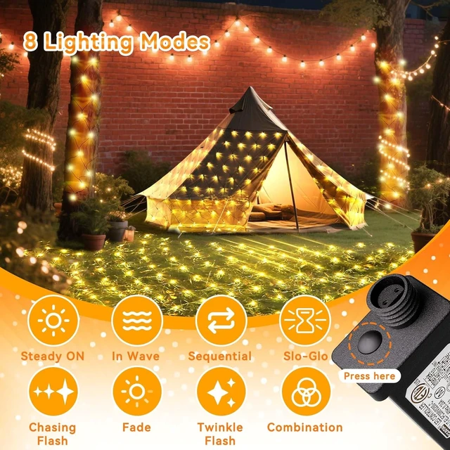 Alt view image 3 of 7 - 21FT x 5FT Connectable Christmas Net Lights, Outdoor Mesh Lights