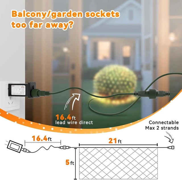 Alt view image 7 of 7 - 21FT x 5FT Connectable Christmas Net Lights, Outdoor Mesh Lights