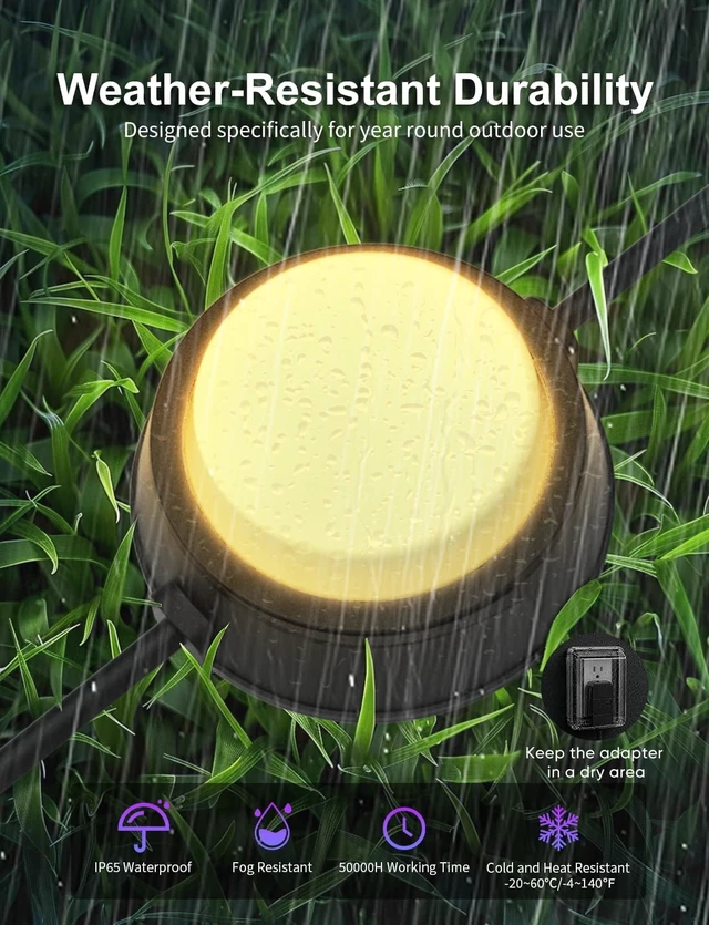 Alt view image 5 of 7 - 50FT RGBW Wired Pathway Ground Lights, 16 Pack Outdoor