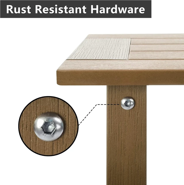 Alt view image 5 of 7 - Teak Weather-Resistant Double Adirondack Side Table, Rectangular Outdoor End Table