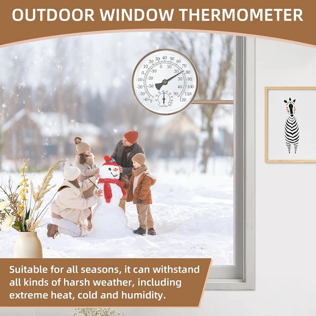 Alt view image 2 of 7 - 6-Inch Brass Outdoor Thermometer & Humidity Gauge, Large Swivel Dial