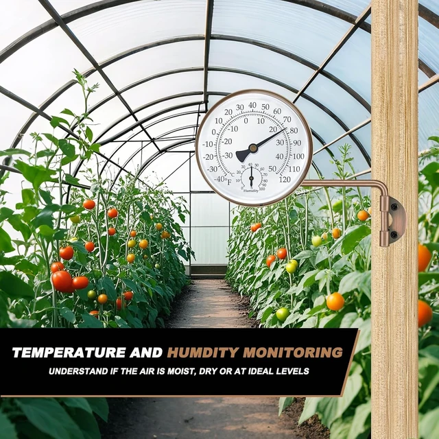 Alt view image 5 of 7 - 6-Inch Brass Outdoor Thermometer & Humidity Gauge, Large Swivel Dial