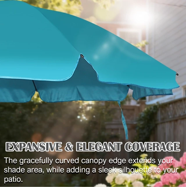 Alt view image 5 of 7 - 6.5ft Patio Market Umbrella with Push-Button Tilt & Height Adjust, UV50+ Protection, Fiberglass Ribs & Iron Pole for Garden, Backyard & Beach