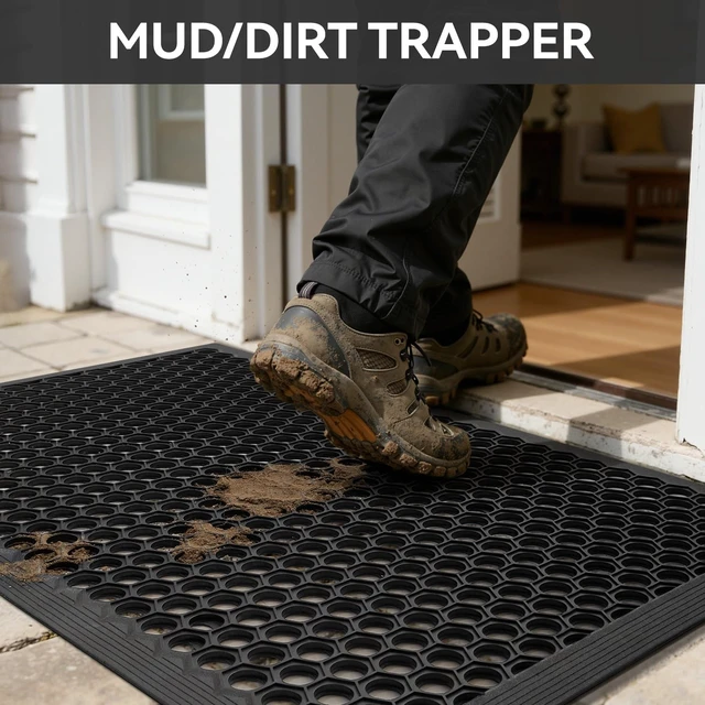 Alt view image 3 of 7 - 47" x 32" Non-Slip Rubber Commercial Front Door Mat