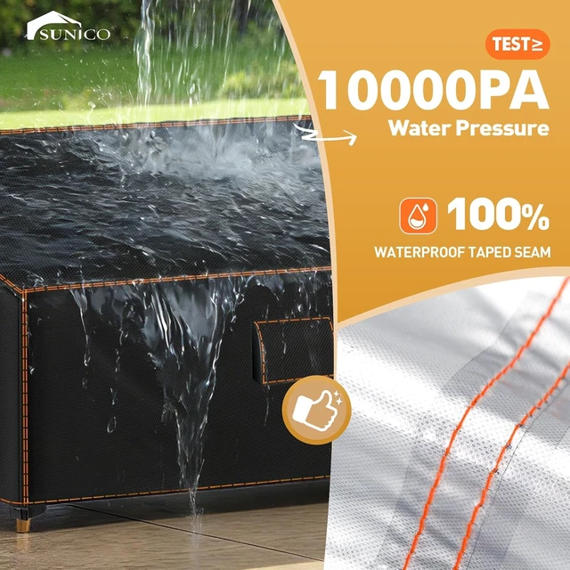 Alt view image 3 of 6 - X-Large Waterproof Patio Furniture Cover Set, 3 PCS Outdoor, Black