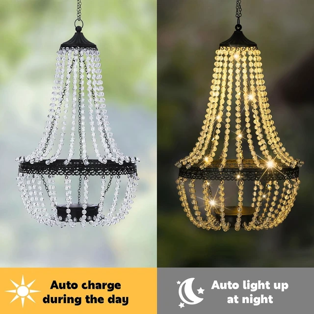 Alt view image 4 of 7 - 28" Hanging Solar Chandelier Outdoor Lantern