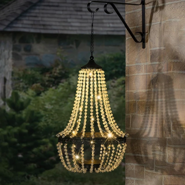 Alt view image 5 of 7 - 28" Hanging Solar Chandelier Outdoor Lantern
