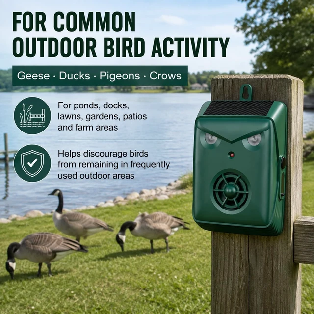 Alt view image 2 of 7 - 2026 Upgraded Solar Ultrasonic Bird Repellent, Outdoor Deterrent for Pigeon & Woodpecker on Balconies, Patio & Garden (2 Pack)