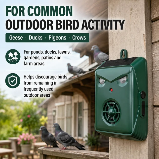 Alt view image 5 of 7 - 2026 Upgraded Solar Ultrasonic Bird Repellent, Outdoor Deterrent for Pigeon & Woodpecker on Balconies, Patio & Garden (2 Pack)