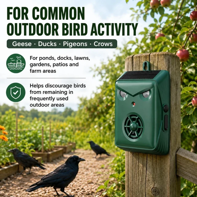 Alt view image 6 of 7 - 2026 Upgraded Solar Ultrasonic Bird Repellent, Outdoor Deterrent for Pigeon & Woodpecker on Balconies, Patio & Garden (2 Pack)
