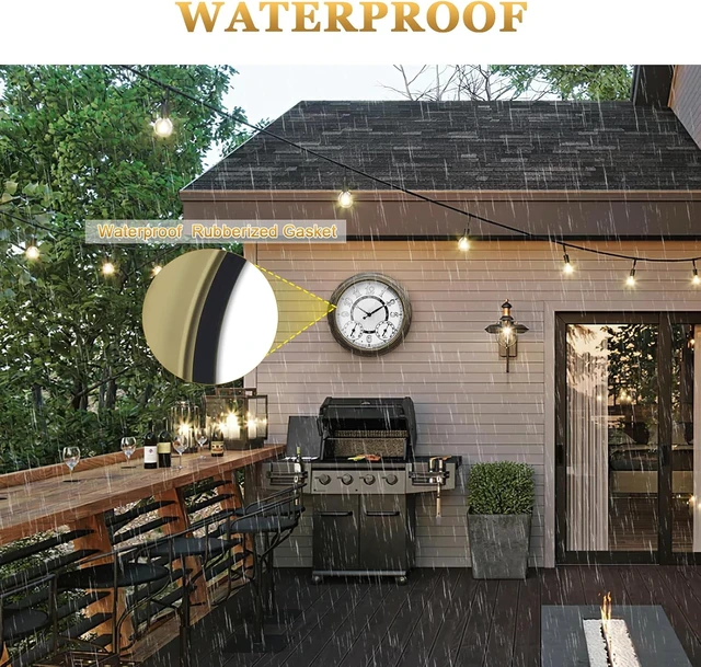 Alt view image 5 of 7 - 15-Inch Waterproof Metal Illuminated Outdoor Clock for Patio