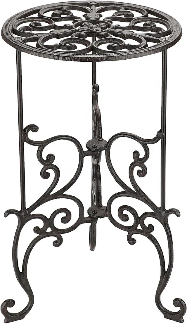 Main image of Heavy-Duty Cast Iron Flower Pot Holder, Indoor & Outdoor Plant Stand