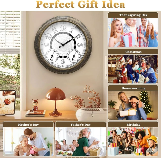 Alt view image 7 of 7 - 15-Inch Waterproof Metal Illuminated Outdoor Clock for Patio
