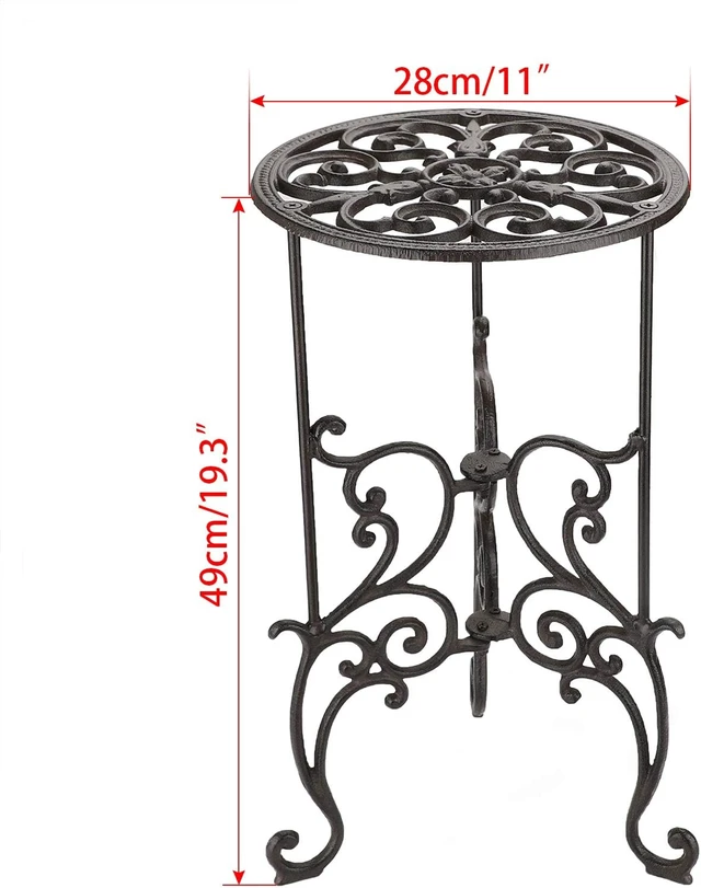 Alt view image 3 of 7 - Heavy-Duty Cast Iron Flower Pot Holder, Indoor & Outdoor Plant Stand