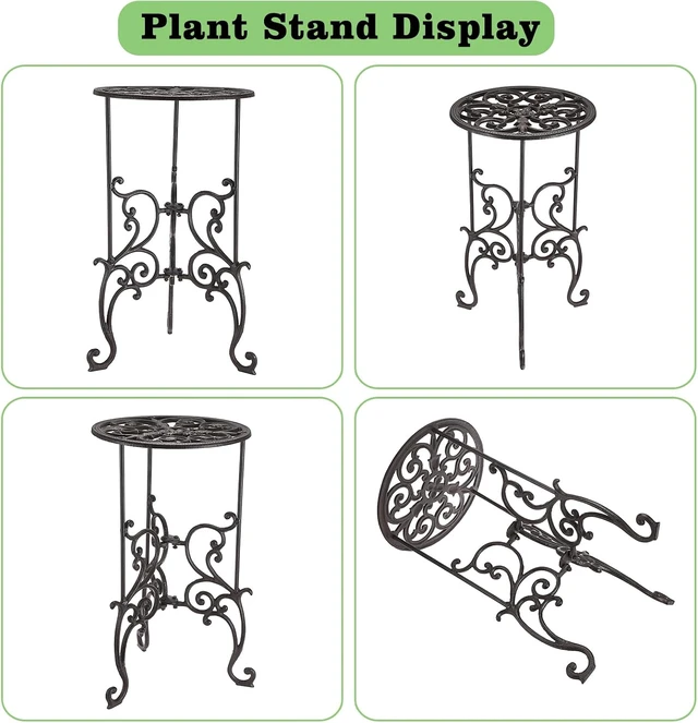 Alt view image 6 of 7 - Heavy-Duty Cast Iron Flower Pot Holder, Indoor & Outdoor Plant Stand