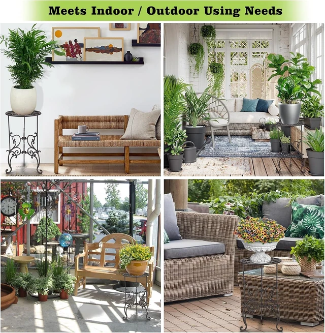 Alt view image 7 of 7 - Heavy-Duty Cast Iron Flower Pot Holder, Indoor & Outdoor Plant Stand