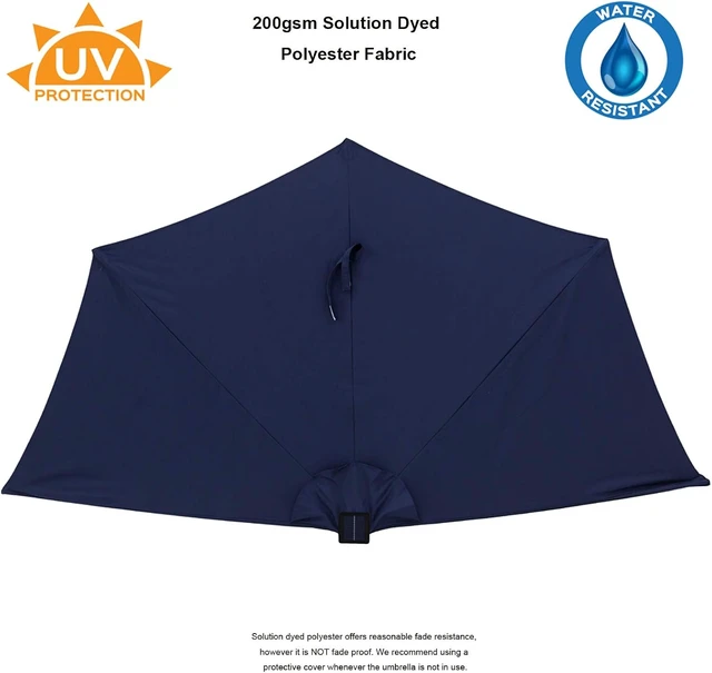 Alt view image 3 of 7 - 9 ft Half-Round Outdoor Wall Umbrella with Solar LED Lights & Tilt