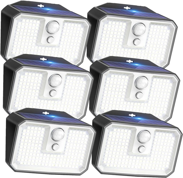 Main image of 168-LED Solar Motion Sensor Lights, 3 Modes Waterproof Security Light for Garden, Fence, Garage & Deck, 6-Pack