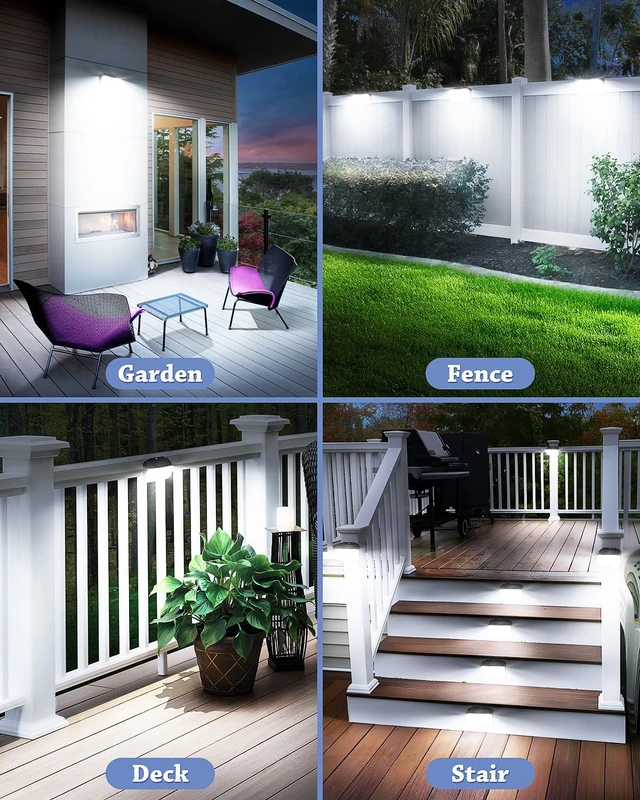 Alt view image 7 of 7 - 168-LED Solar Motion Sensor Lights, 3 Modes Waterproof Security Light for Garden, Fence, Garage & Deck, 6-Pack